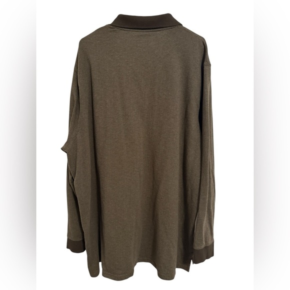SOLD Mutual Weave Mens 4XL Long Sleeve Polo Shirt Dark Green Brown Cotton Pocket - Picture 3 of 3